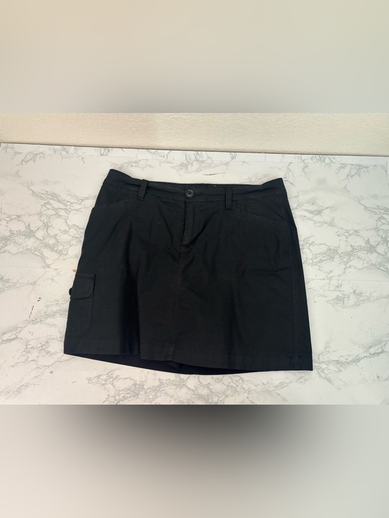 St. John's Bay Dresses & Skirts - St Johns Bay Womens Black Denim Stretch A-Line Mini Skirt Size 6 Zip Button